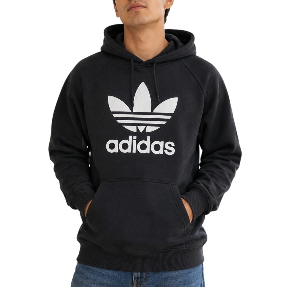 Adidas Originals Trefoil Black Hoodie Sweatshirt Medium